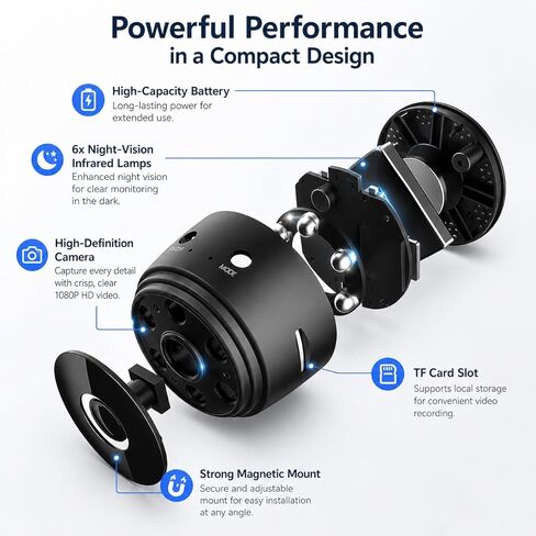 Hidden Camera, 1080p HD WiFi Home Camera with Night Vision and Motion Detection, Mini Spy Camera for Pets, Babies, and Nannies, Supporting Real-time Viewing via the app，Black in Kuwait