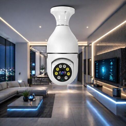 Wireless Light Bulb Camera 5G, 360° Panorama Smart HD Surveillance Camera with Wi-Fi for Home Security in Kuwait