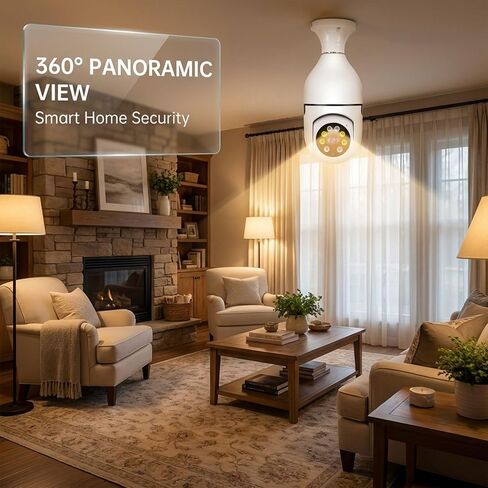 Wireless Light Bulb Camera 5G, 360° Panorama Smart HD Surveillance Camera with Wi-Fi for Home Security in Kuwait
