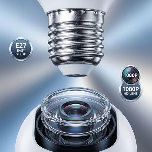 Wireless Light Bulb Camera 5G, 360° Panorama Smart HD Surveillance Camera with Wi-Fi for Home Security in Kuwait