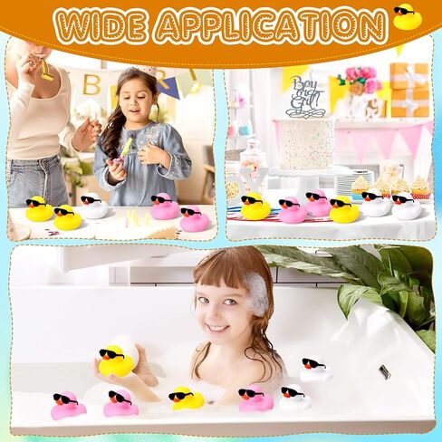 Sosation Khaki 36 Packs Mini Rubber Ducks with Sunglasses Sets 2.2 Inch Bath Squeaky Rubber Duckies Cute Float Bathtub Toys for Birthday Baby Shower Party Favor Class Carnival Decor (Solid) in Kuwait