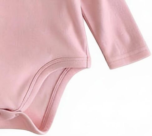 3-Pack Baby Girl Long Sleeve Cute Bodysuits for 0M-3Y, Pink/White/Black Ruffle Jumpsuits Set with Bottom Snap in Saudi Arabia