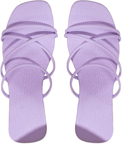 Floerns Women's Strappy Flat Sandals Open Toe Cross Slip on Dressy Summer Slide Shoes in Kuwait