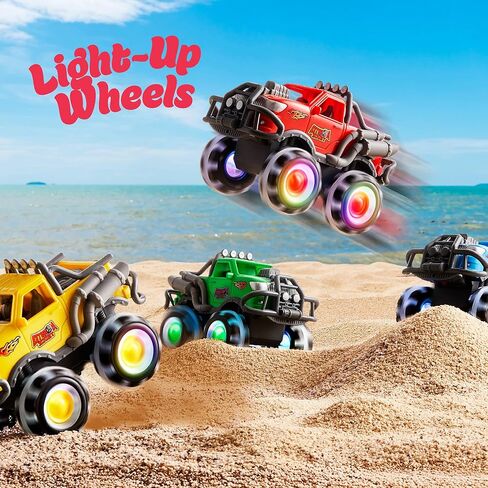 ArtCreativity Monster Truck Toys 3 Pack with Motion Activated Light up Wheels Friction Powered Push and Go Vehicles for Boys Age 3-8 Realistic 4x4 Monster Trucks for Easter Basket Birthday Gifts in Kuwait