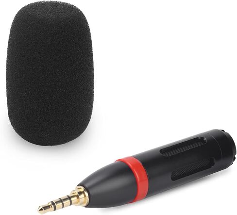 ميكروفون Vikye Phone Mini عالي الحساسية لمقابلة الكلام، ميكروفون صغير متعدد الاتجاهات للهاتف الخلوي، معدني أسود 3.5 مم بث مباشر للهاتف المحمول للدردشة الصوتية ومؤتمر الفيديو in Kuwait