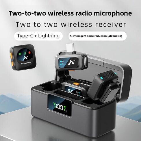 Wireless Lavalier Microphone with Noise Reduction for Live Streaming, Magnetic Clip-On Mic with HD Sound Pickup, Portable Plug-and-Play Lapel Mic for Phone, Camera & Recording (Black) in Saudi Arabia