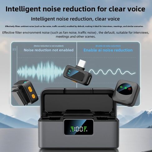 Wireless Lavalier Microphone with Noise Reduction for Live Streaming, Magnetic Clip-On Mic with HD Sound Pickup, Portable Plug-and-Play Lapel Mic for Phone, Camera & Recording (Black) in Saudi Arabia