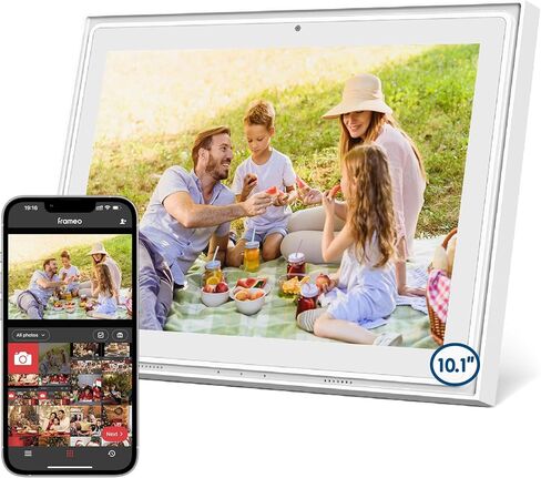 إطار صور رقمي واي فاي ذكي مقاس 10.1 بوصة، تقويم Frameo مع 1280x800 IPS، شاشة تعمل باللمس، تدوير تلقائي، مثبت على الحائط، أفضل هدية لمشاركة الصور/مقاطع الفيديو على الفور عبر تطبيق Frameo in Kuwait