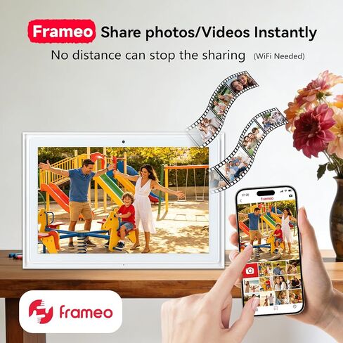 إطار صور رقمي واي فاي ذكي مقاس 10.1 بوصة، تقويم Frameo مع 1280x800 IPS، شاشة تعمل باللمس، تدوير تلقائي، مثبت على الحائط، أفضل هدية لمشاركة الصور/مقاطع الفيديو على الفور عبر تطبيق Frameo in Kuwait
