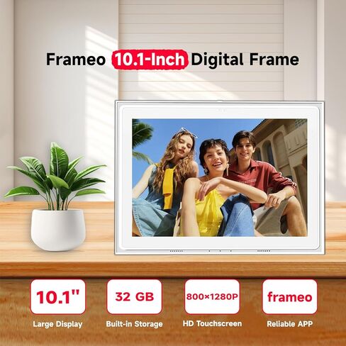 إطار صور رقمي FRAMEO 10.1 بوصة WiFi 32GB 800 * 1280 IPS شاشة لمس رقمية إطار صورة رقمي سهل الإعداد ومشاركة الصور أو الفيديو عبر تطبيق Frameo in Kuwait