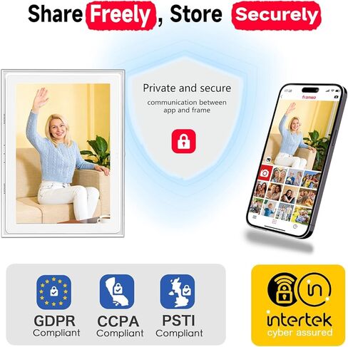 إطار صور رقمي FRAMEO 10.1 بوصة WiFi 32GB 800 * 1280 IPS شاشة لمس رقمية إطار صورة رقمي سهل الإعداد ومشاركة الصور أو الفيديو عبر تطبيق Frameo in Kuwait