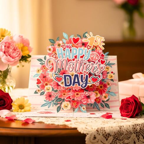 HEARTAGS- First Mothers Day Card Pop Up, 6x8 in Happy 1st Mother's Day Card For New Mom, First Mothers Day Gifts With Envelope in Saudi Arabia