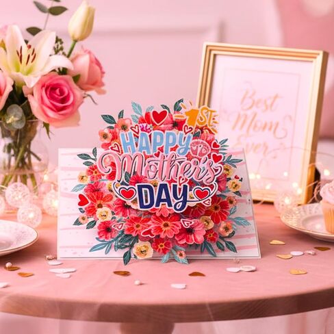 HEARTAGS- First Mothers Day Card Pop Up, 6x8 in Happy 1st Mother's Day Card For New Mom, First Mothers Day Gifts With Envelope in Saudi Arabia