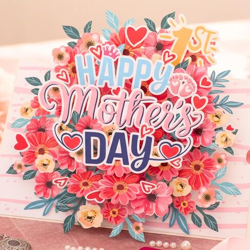 HEARTAGS- First Mothers Day Card Pop Up, 6x8 in Happy 1st Mother's Day Card For New Mom, First Mothers Day Gifts With Envelope in Saudi Arabia