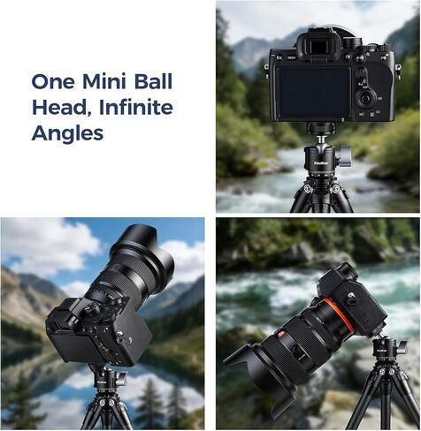 MI-1 Mini Ball Head – Compact 360° Rotating Camera Mount with 1/4" Screw, Cold Shoe Accessory Holder, 90° Tilt & 3/8" Adapter for DSLR, Mirrorless, Smartphones and Lighting Accessories in Kuwait