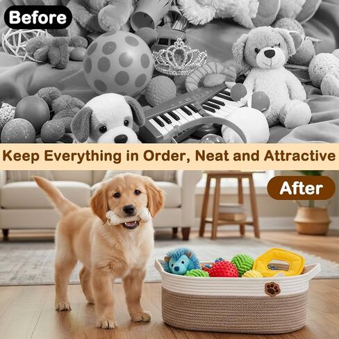 SZEE 2 Pack 30L Large Dog Toy Basket, Nursery Blanket Storage Basket for organizing, Woven Blanket Storage for Living Room, Laundry Basket with Triple-Reinforced Handles, 19.7"×11"×7.9", Brown+Gray in Kuwait