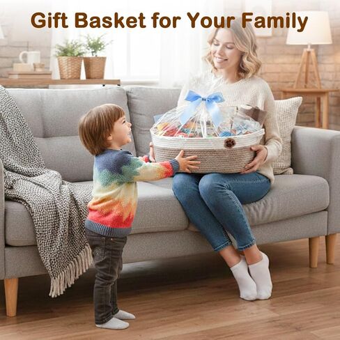 SZEE 2 Pack 30L Large Dog Toy Basket, Nursery Blanket Storage Basket for organizing, Woven Blanket Storage for Living Room, Laundry Basket with Triple-Reinforced Handles, 19.7"×11"×7.9", Brown+Gray in Kuwait