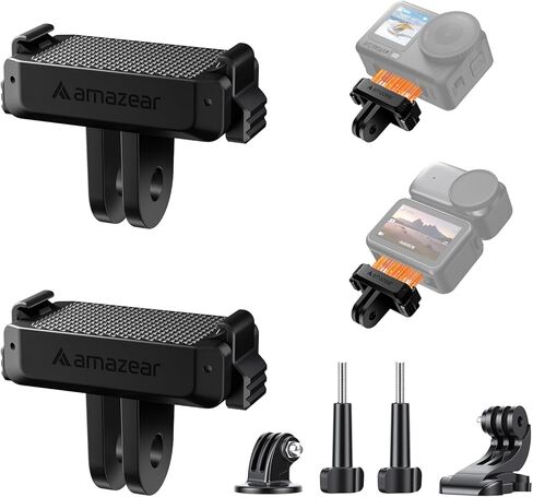 AMAZEAR Magnetic Mount for DJI OSMO Action 6 & Nano Accessories (2 Pack), Quick-Release Extension Base Bracket with 1/4" Adapter for GoPro Tripod/Selfie Stick, Black in Kuwait