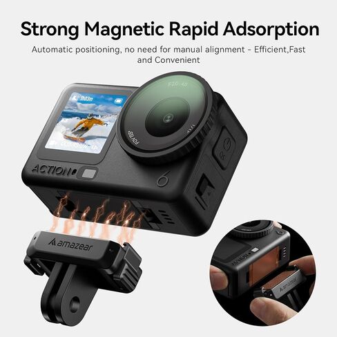 AMAZEAR Magnetic Mount for DJI OSMO Action 6 & Nano Accessories (2 Pack), Quick-Release Extension Base Bracket with 1/4" Adapter for GoPro Tripod/Selfie Stick, Black in Kuwait