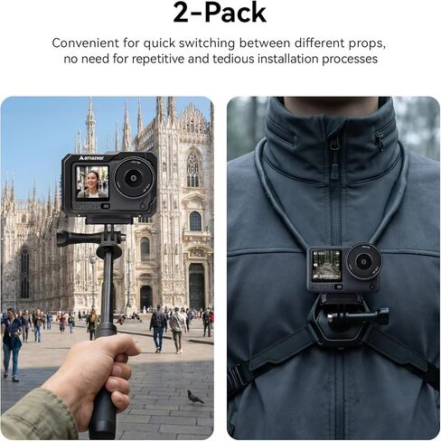 AMAZEAR Magnetic Mount for DJI OSMO Action 6 & Nano Accessories (2 Pack), Quick-Release Extension Base Bracket with 1/4" Adapter for GoPro Tripod/Selfie Stick, Black in Kuwait