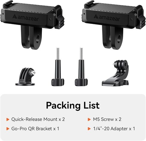 AMAZEAR Magnetic Mount for DJI OSMO Action 6 & Nano Accessories (2 Pack), Quick-Release Extension Base Bracket with 1/4" Adapter for GoPro Tripod/Selfie Stick, Black in Kuwait