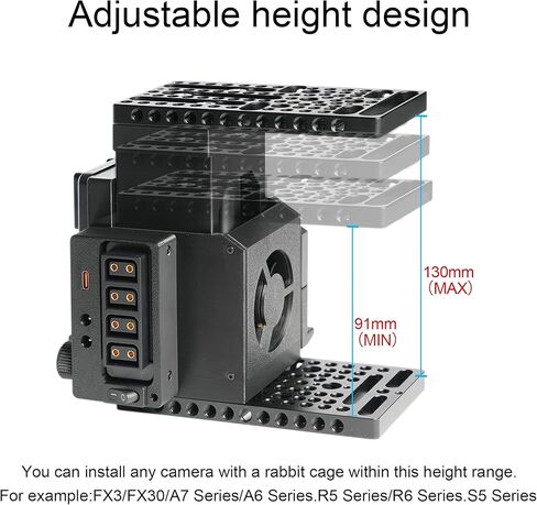 M5V PRO Camera Power Expansion Module with Camera Cooling Fan + DC to NP-FZ100 Dummy Battery, Suitable for FX3/FX3A/A7IV/A7V/A7SIII/A7C II/ZVE-1/A6700 Cameras with Protective Cage in Kuwait