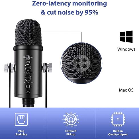 ميكروفون الكمبيوتر الاحترافي Microfono Pc لتسجيل استوديو الغناء والاجتماعات للكمبيوتر الشخصي in Kuwait