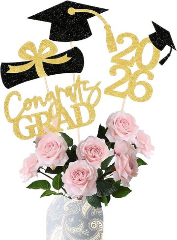 Graduation Decorations Class of 2024 Centerpieces for Tables,Table Toppers Party Centerpiece Sticks Supplies Gold in Saudi Arabia