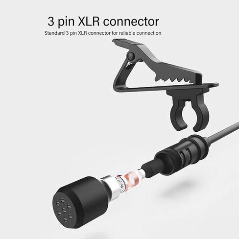 ميكروفون Fabater XLR Lavalier، ميكروفون قلبي أحادي الاتجاه متعدد الاتجاهات يمكن ارتداؤه مع معدن، طاقة لمذيعي بث مقابلات Vlog والمحاضرات in Kuwait