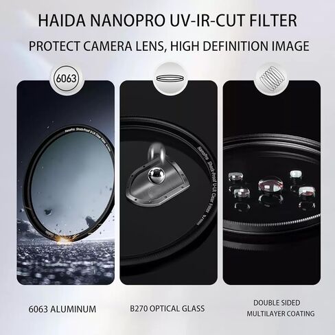 Haida NanoPro UV-IR-Cut Filter Optical Glass 99.4% Visible Light Transmittance, Slim Metal Ring (Anti-Vignetting), for Standard/Wide-Angle Lenses, Outdoor Photography (58mm) in Saudi Arabia