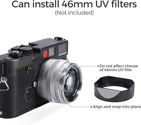 1.5/50 Metal Square Lens Hood (with Cover), Suitable for ZEISS C Sonnar T* ZM 1.5/50 M-Mount Camera Accessories (Black) in Saudi Arabia