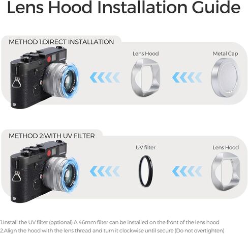 1.5/50 Metal Square Lens Hood (with Cover), Suitable for ZEISS C Sonnar T* ZM 1.5/50 M-Mount Camera Accessories (Black) in Saudi Arabia