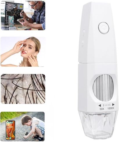 مجهر رقمي لاسلكي من Luocute، تكبير 50X إلى 1000X كاميرا عالية الدقة 2 ميجابكسل مع 8 مصابيح LED خافتة وحامل قابل للتعديل، متوافق مع نافذة iOS in Kuwait