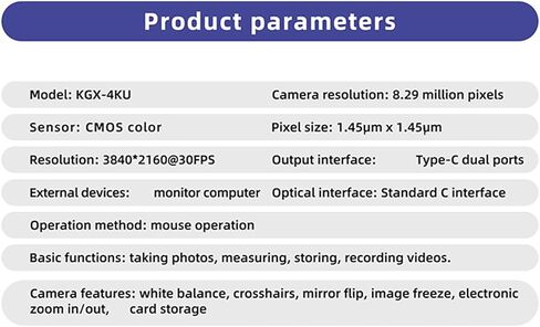 كاميرا مجهر USB Diydeg، كاميرا مجهرية 4K 30FPS HDMI USB C مع جهاز تحكم عن بعد، دقة 8.29 ميجابكسل 3840 × 2160 رقمية صناعية للصور والفيديو (KGX-4KU 4K) in Kuwait