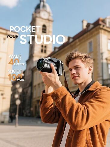 كاميرا رقمية بدقة 8K بدقة 64 ميجابكسل للتصوير الفوتوغرافي، وتركيز تلقائي للتكبير 16X، وواي فاي، وشاشة قابلة للطي بزاوية 180 درجة، تأتي مع بطاقة TF 64 جيجا وبطاريتين، وكاميرا احترافية للبث المباشر لمدونات الفيديو على YouTube (أسود) in Kuwait