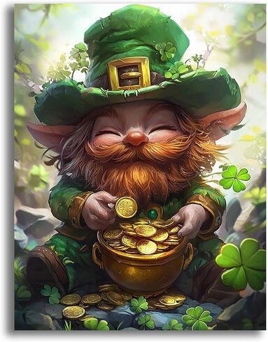 VAIIEYO Diamond Art Kits for Adults St. Patrick's Day, Green Diamond Painting Kit, Diamond Art Round Full Drill Crystal Rhinestone Diamonds Gem Art for Home Wall Decoration Gift 12X16 Inch-311 in Saudi Arabia