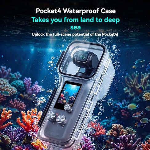 حافظة شفافة مقاومة للماء لكاميرا DJI Osmo Pocket 4 المحمولة ذات المحورين، غطاء حماية صلب شامل مع عدسة زجاجية مقسى، حافظة مقاومة للصدمات والغبار للغوص تحت الماء in Kuwait