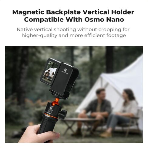 K&F CONCEPT Magnetic Vertical Shoot Adapter Compatible with DJI Osmo Nano/Xtra Atto, Strong Magnet Base Mount with Foldable Dual Claw, 1/4" Screw Interface, Hands-Free POV Mount for Vlogging in Kuwait