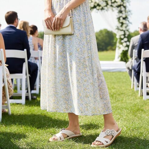 Alicegana Flat Sandals for Women Dressy: Comfortable Summer Walking Slides Slip on Casual Shoes 2026 Beige 8.5 in Kuwait