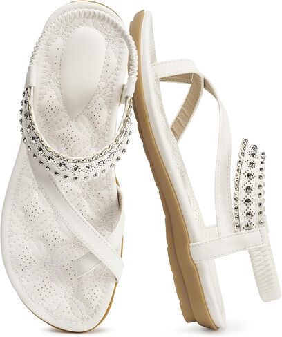 Alicegana Womens Sandals Dressy Flats: Summer Comfortable Walking Shoes Elastic Strap Casual Vacation Sandals 2026 in Saudi Arabia