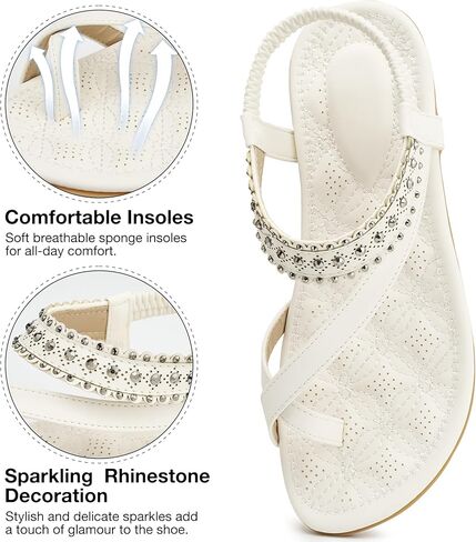 Alicegana Womens Sandals Dressy Flats: Summer Comfortable Walking Shoes Elastic Strap Casual Vacation Sandals 2026 in Saudi Arabia