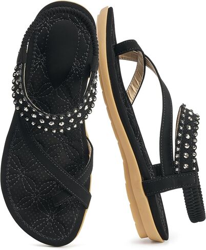 Alicegana Womens Sandals Dressy Flats: Summer Comfortable Walking Shoes Elastic Strap Casual Vacation Sandals 2026 in Saudi Arabia