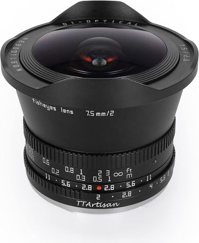 TTArtisan 7.5 مم F2.0 E Mount APS-C عدسة عين السمكة ذات فتحة كبيرة لكاميرا Sony A5000، A5100، A6000، A6100، A6300، A6400، A6500، A6600، NEX-3، NEX-3N، NEX-3R، الإصدار الفضي in Kuwait