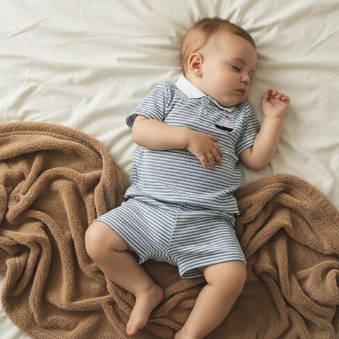 Baby Boy Girls Toddler Summer Outfit Striped T-shirt Ribbed Knit Shorts 2 Piece Sets Toddler Boy Summer Clothes in Saudi Arabia