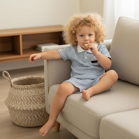 Baby Boy Girls Toddler Summer Outfit Striped T-shirt Ribbed Knit Shorts 2 Piece Sets Toddler Boy Summer Clothes in Saudi Arabia