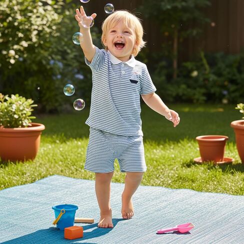 Baby Boy Girls Toddler Summer Outfit Striped T-shirt Ribbed Knit Shorts 2 Piece Sets Toddler Boy Summer Clothes in Saudi Arabia