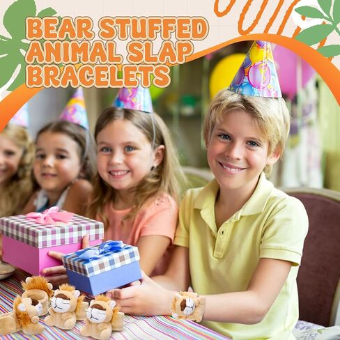 Vinsot 50 Pcs Stuffed Animal Slap Bracelets for Kids Plush Mini Plush Slap Bracelet Wrist Snap Band Toys Bulk for Themed Party Favors, Holiday Gifts, Classroom Rewards in Saudi Arabia