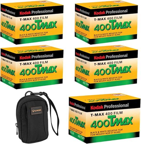 Kodak T-Max 400 TMY 35mm Black White Negative Film, ISO 400, 24 Exposure, 5-Pack, Bundle with Alpine 1 Camera Bag in Kuwait