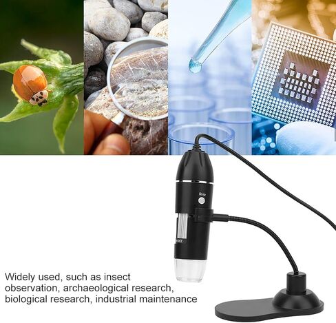 Fafeicy USB Digital Microscope, 50X-1000X Magnification with Adjustable 8 LED Lights and Flexible Bracket, for Observation Industrial Maintenance Biological Research in Kuwait