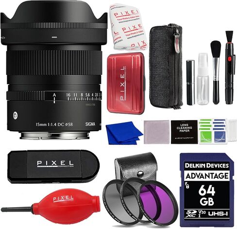Sigma 15mm f/1.4 DC Contemporary Lens Compatible with Sony E with Advanced Accessory and Travel Bundle | 406965 | 15mm Lens for Sony E in Kuwait